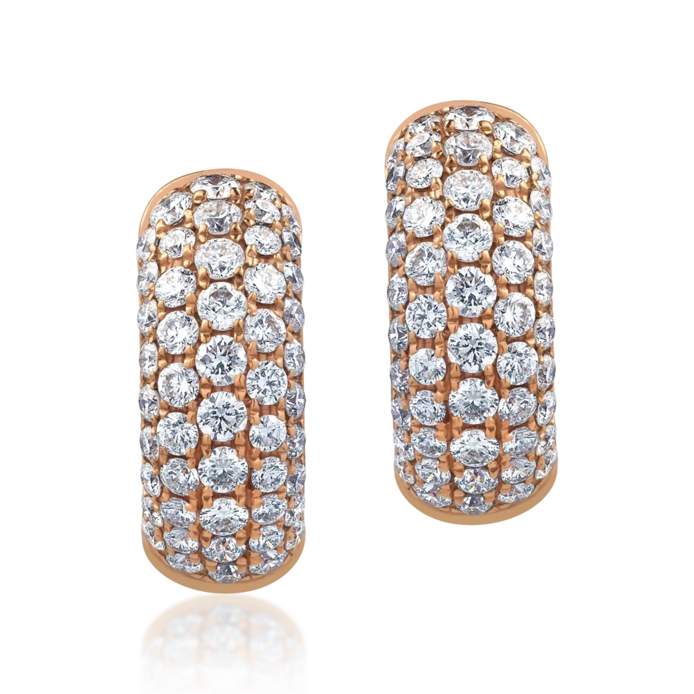 Cercei din aur roz cu diamante de 1.12ct - imagine 2