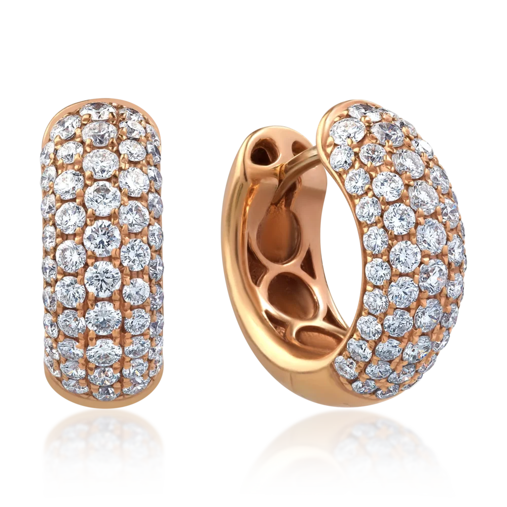 Cercei din aur roz cu diamante de 1.12ct