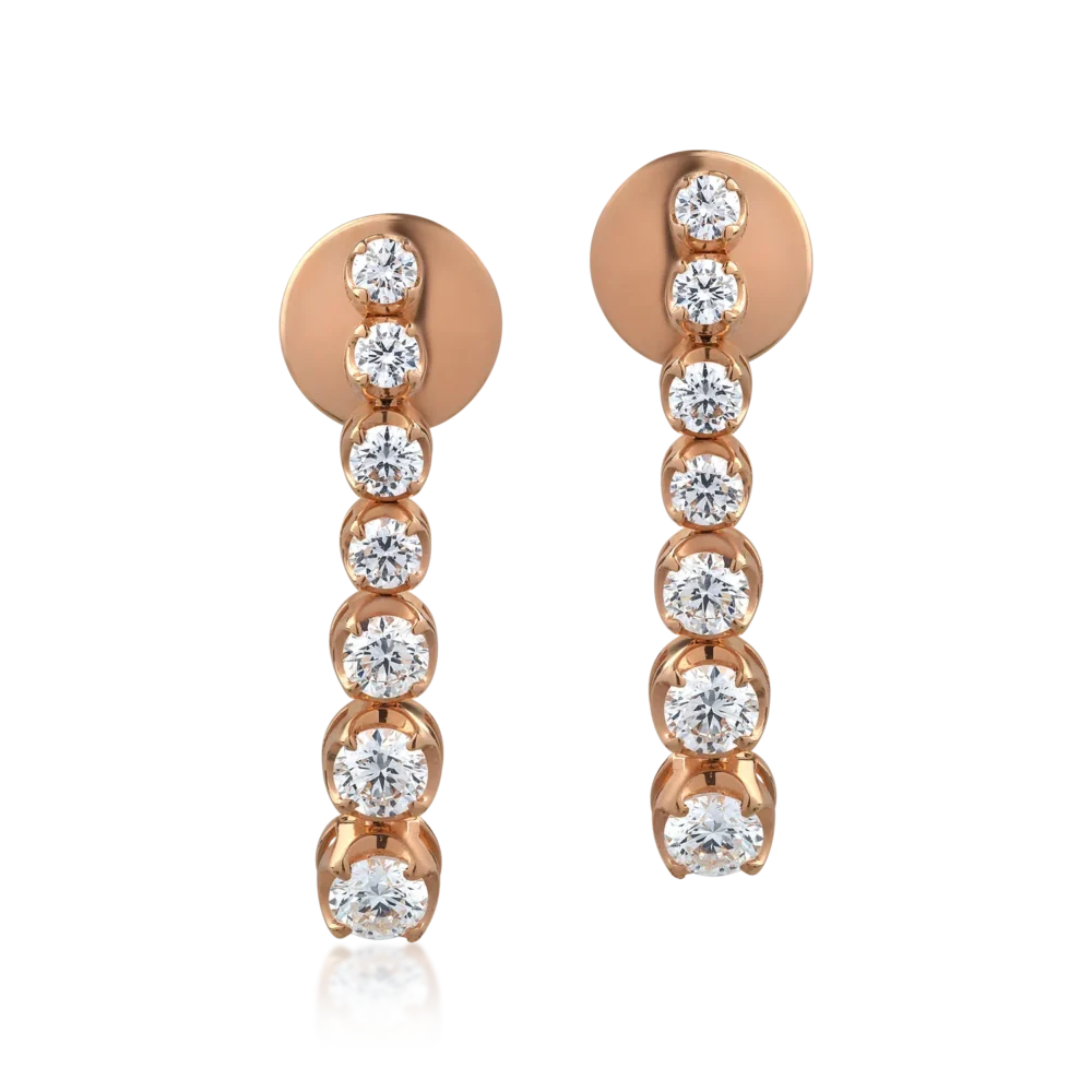 Cercei din aur roz cu diamante de 1.3ct - imagine 2