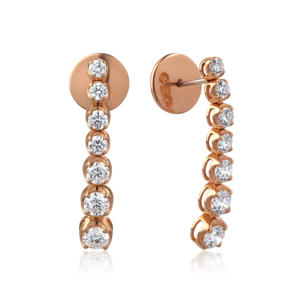 Cercei din aur roz cu diamante de 1.3ct