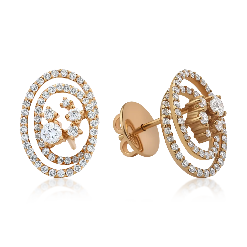 Cercei din aur roz cu diamante de 1.49ct