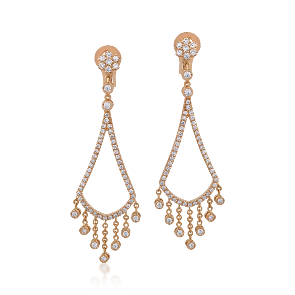 Cercei din aur roz cu diamante de 1.91ct - imagine 2