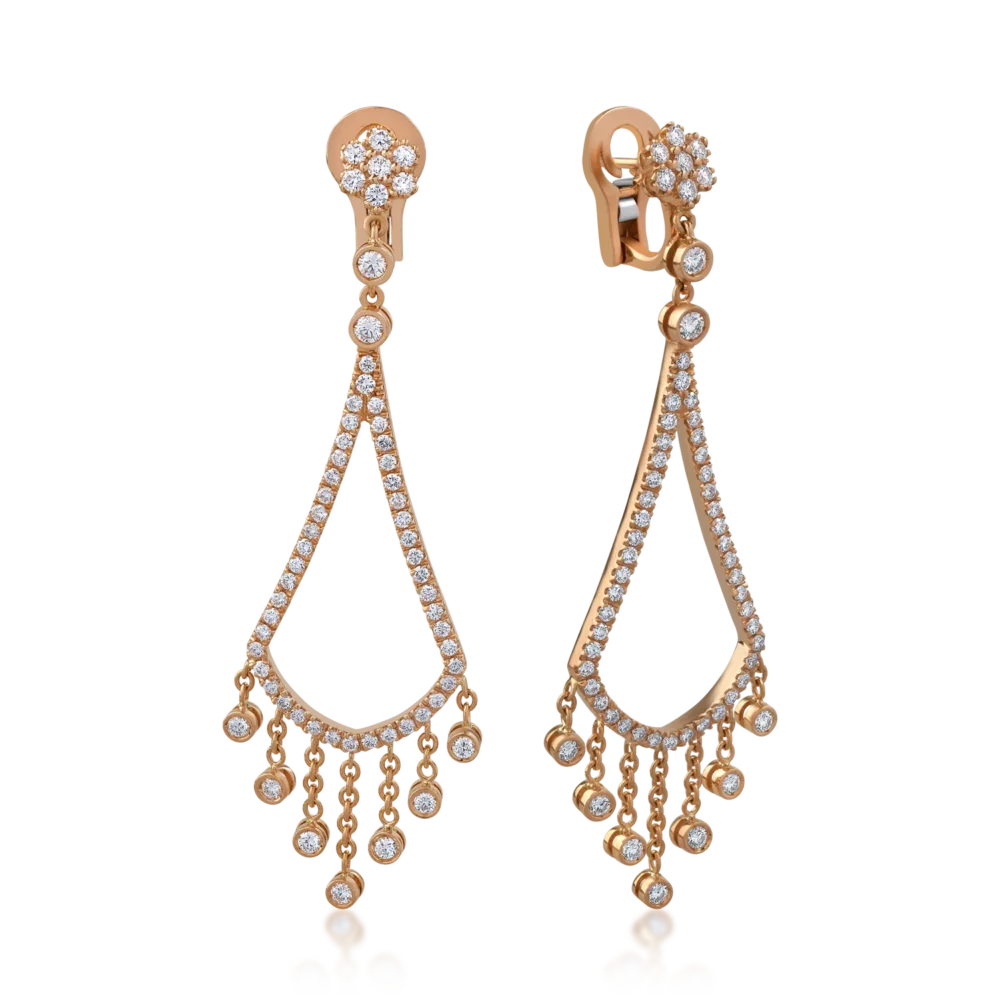 Cercei din aur roz cu diamante de 1.91ct