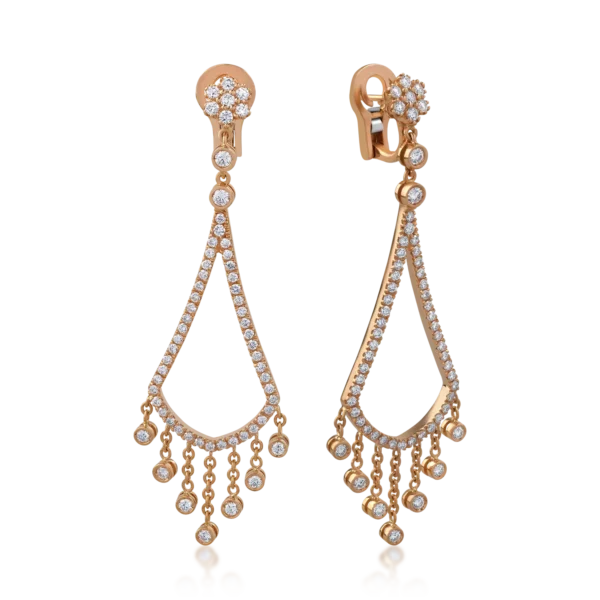 Cercei din aur roz cu diamante de 1.91ct