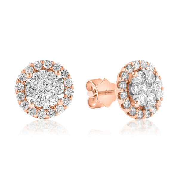 Cercei din aur roz cu diamante de 1ct