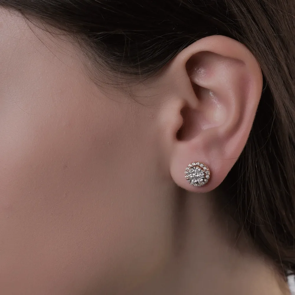 Cercei din aur roz cu diamante de 1ct - imagine 4