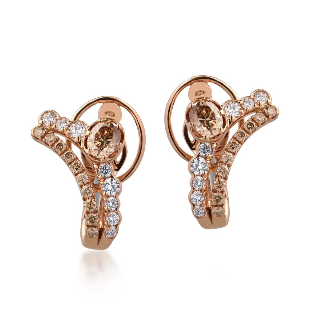 Cercei din aur roz cu diamante ovale si round de 2.15ct - imagine 2