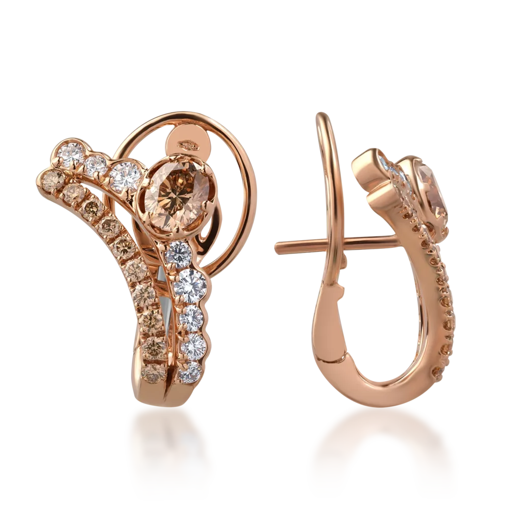Cercei din aur roz cu diamante ovale si round de 2.15ct - imagine 3