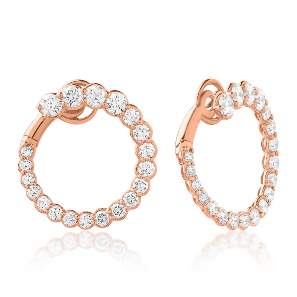 Cercei din aur roz cu diamante de 2.48ct