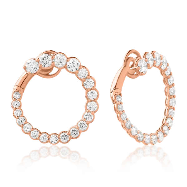 Cercei din aur roz cu diamante de 2.48ct