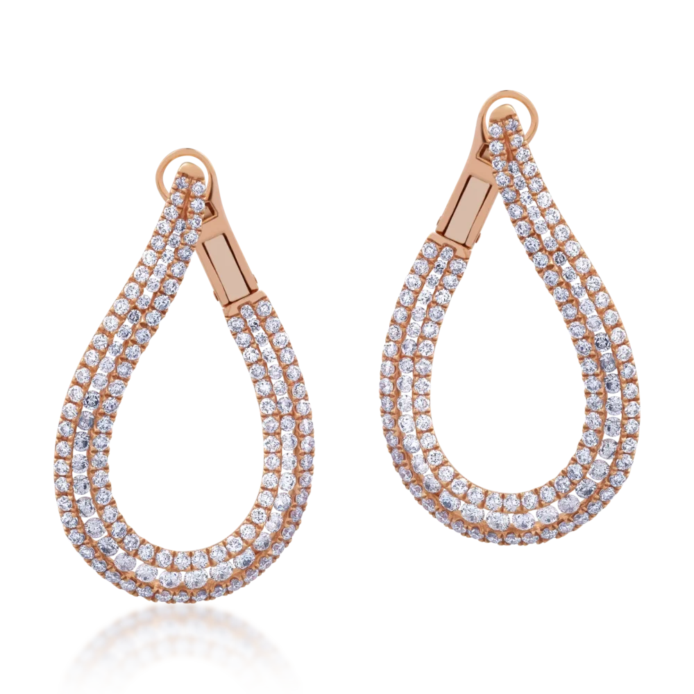 Cercei din aur roz cu diamante de 3.81ct - imagine 2