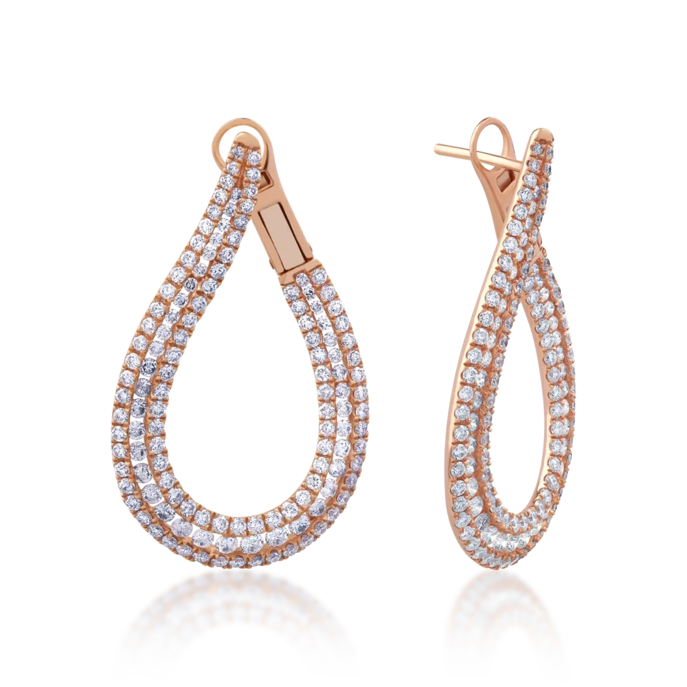 Cercei din aur roz cu diamante de 3.81ct