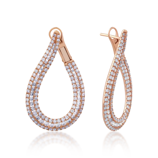 Cercei din aur roz cu diamante de 3.81ct