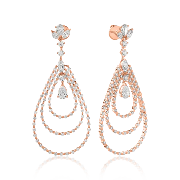 Cercei din aur roz cu diamante de 4.48ct