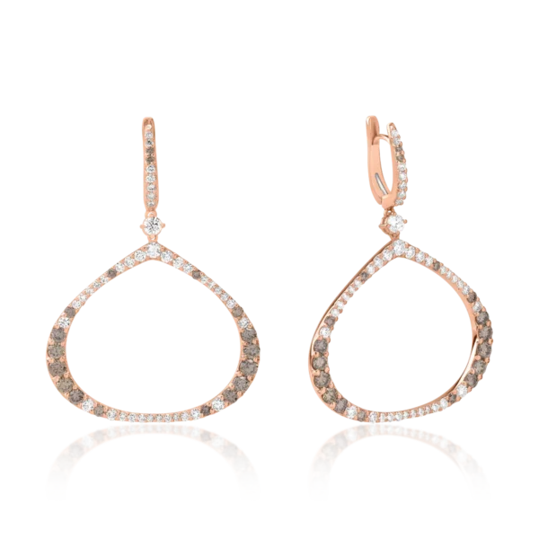 Cercei din aur roz cu diamante maro de 1.63ct si diamante de 1.48ct