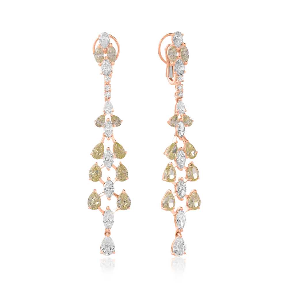 Cercei din aur roz cu fancy diamond de 7.17ct si diamante de 4.74ct