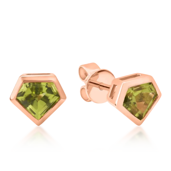Cercei din aur roz cu peridote de 1.28ct