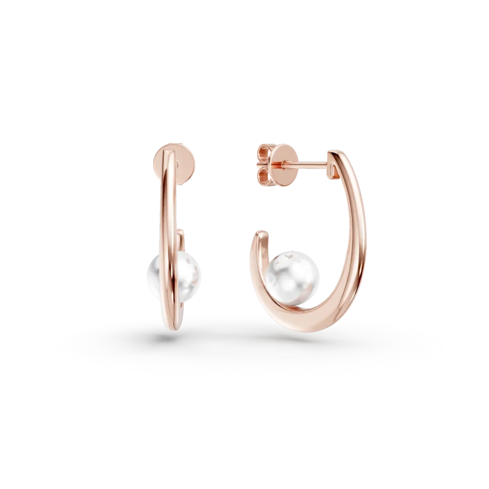 Cercei din aur roz cu perle de apa dulce de 4.285ct