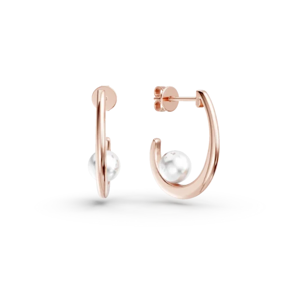 Cercei din aur roz cu perle de apa dulce de 4.285ct