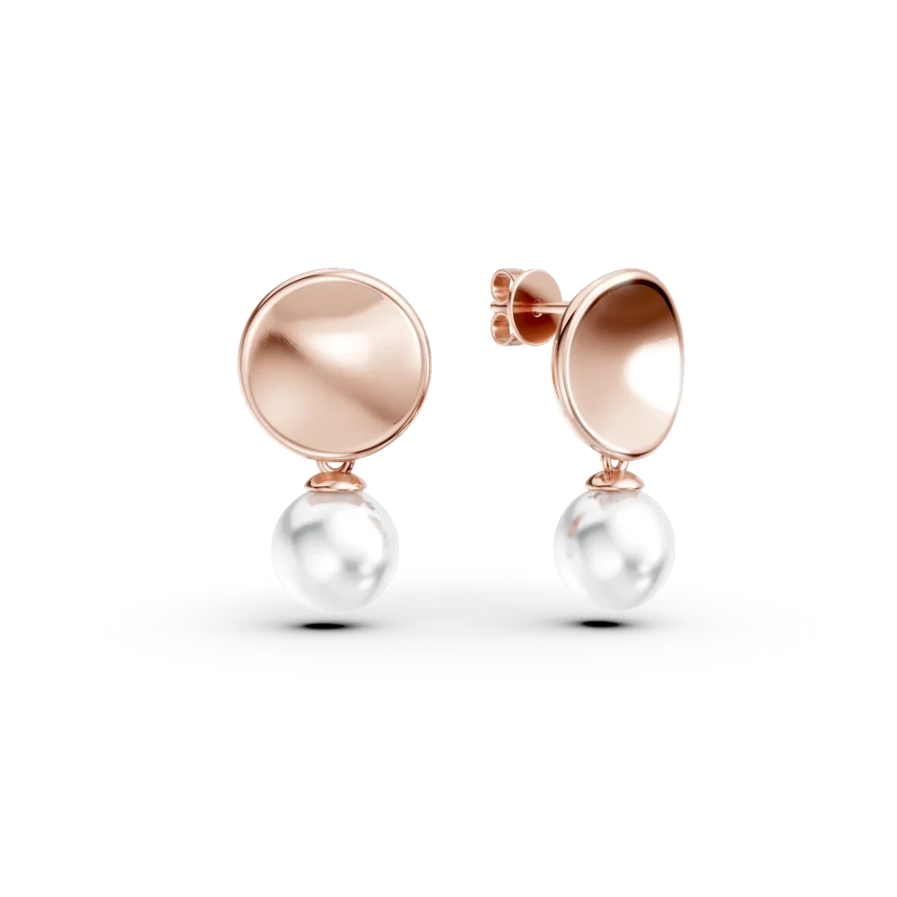 Cercei din aur roz cu perle de apa dulce de 6.475ct