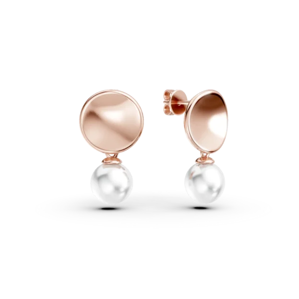 Cercei din aur roz cu perle de apa dulce de 6.475ct