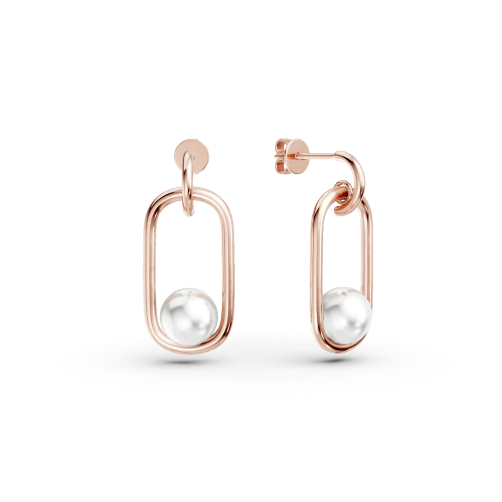 Cercei din aur roz cu perle de apa dulce de 7.815ct