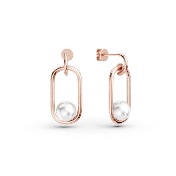 Cercei din aur roz cu perle de apa dulce de 7.815ct