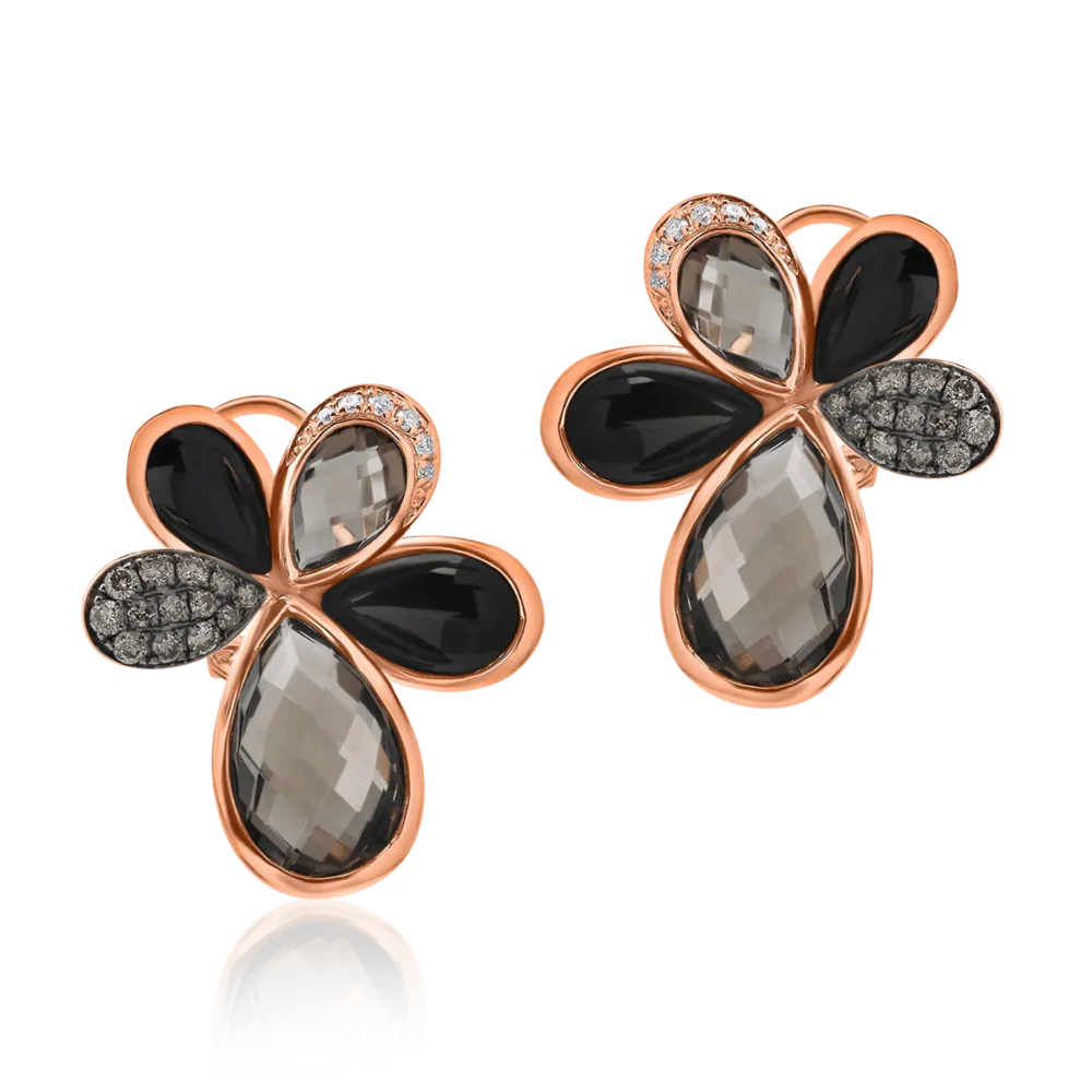 Cercei din aur roz cu pietre pretioase si semipretioase de 14.04ct - imagine 2