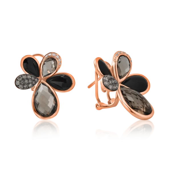 Cercei din aur roz cu pietre pretioase si semipretioase de 14.04ct