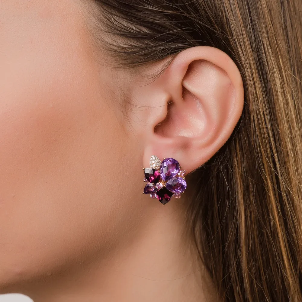 Cercei din aur roz cu pietre pretioase si semipretioase de 18.07ct - imagine 4