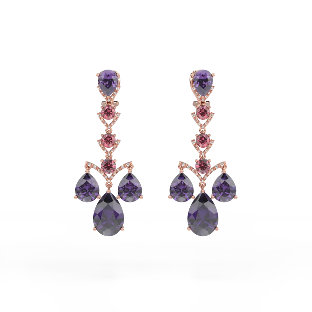 Cercei din aur roz cu pietre pretioase si semipretioase de 27.37ct - imagine 2