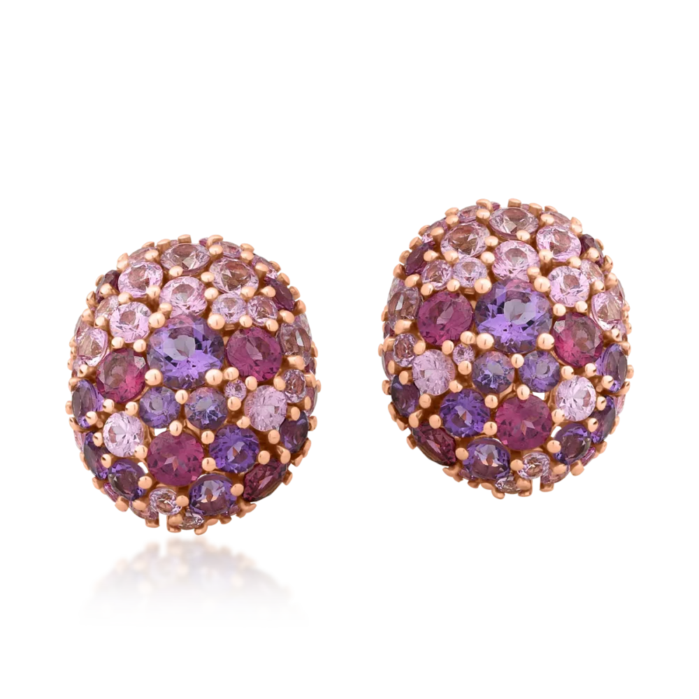 Cercei din aur roz cu pietre pretioase si semipretioase de 6.72ct - imagine 2