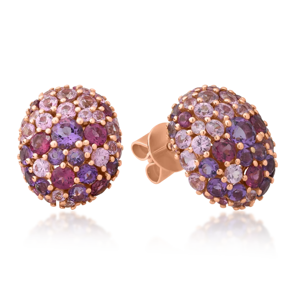 Cercei din aur roz cu pietre pretioase si semipretioase de 6.72ct