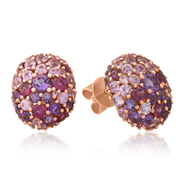 Cercei din aur roz cu pietre pretioase si semipretioase de 6.72ct