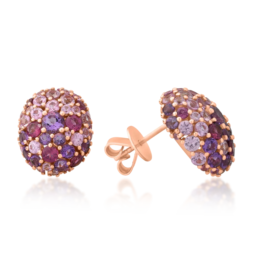 Cercei din aur roz cu pietre pretioase si semipretioase de 6.72ct - imagine 3