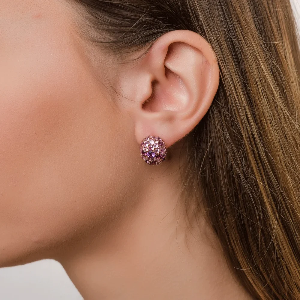 Cercei din aur roz cu pietre pretioase si semipretioase de 6.72ct - imagine 4