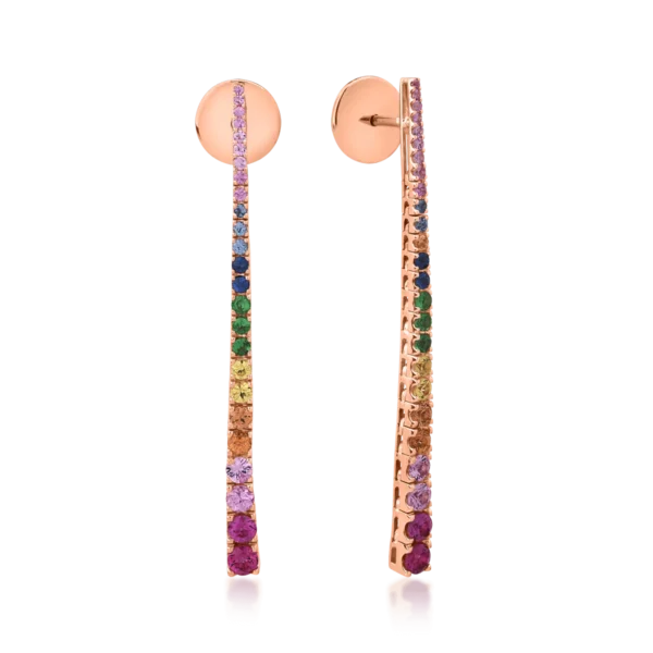Cercei din aur roz cu safire multicolore de 1.64ct