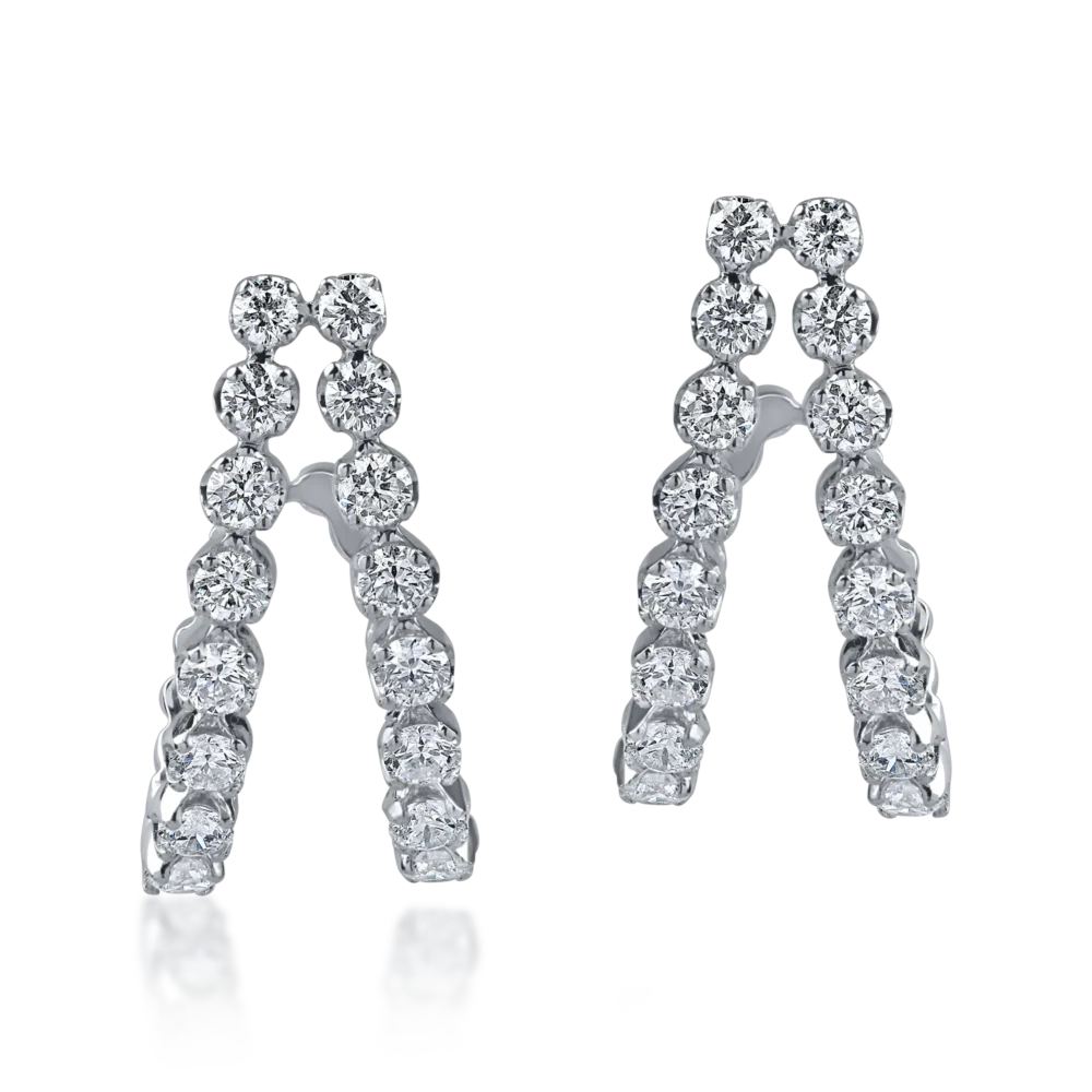 Cercei dubli din aur alb cu diamante de 1.2ct - imagine 2