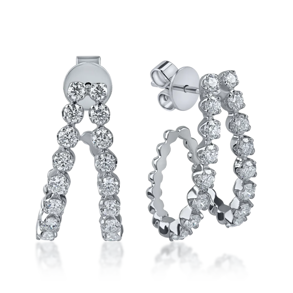 Cercei dubli din aur alb cu diamante de 1.2ct