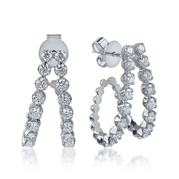 Cercei dubli din aur alb cu diamante de 1.2ct