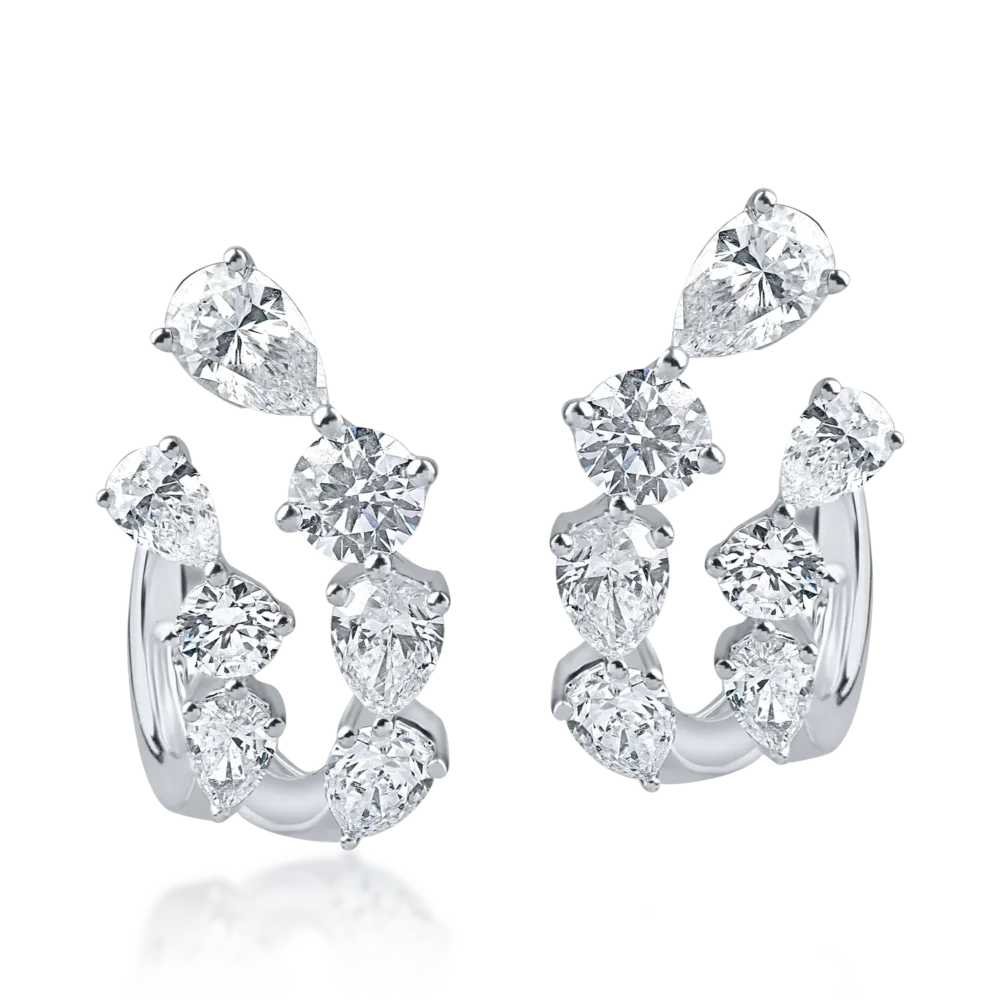 Cercei dubli din aur alb cu diamante de 1.96ct - imagine 2