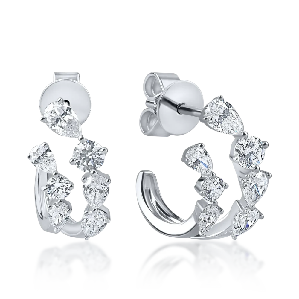 Cercei dubli din aur alb cu diamante de 1.96ct