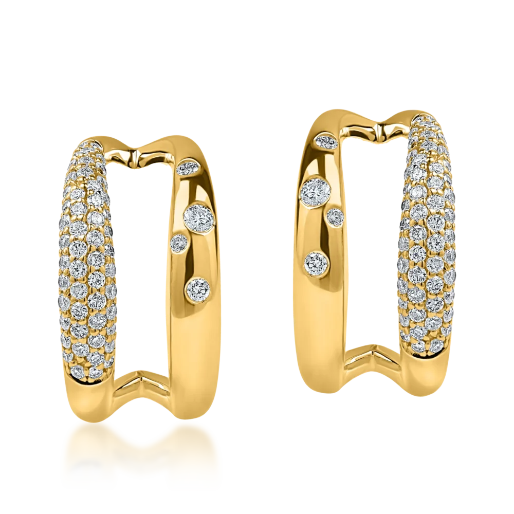 Cercei dubli din aur galben cu diamante de 0.4ct - imagine 2