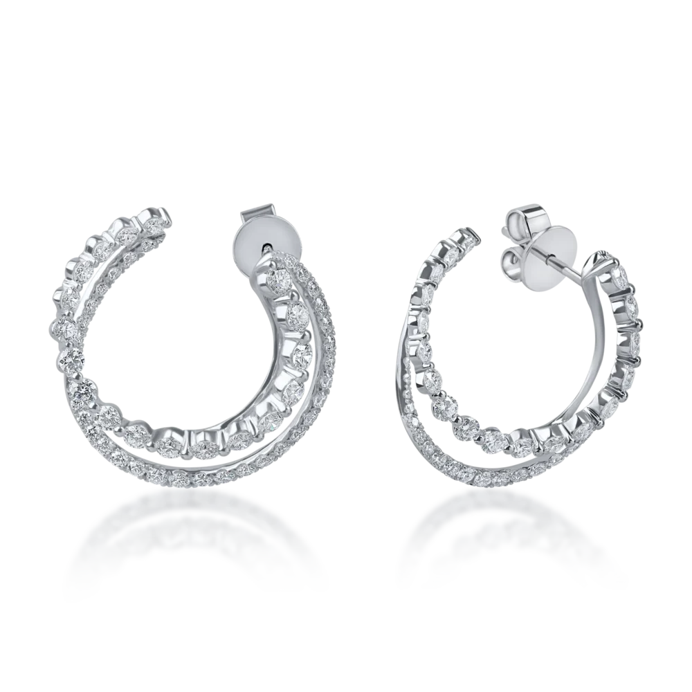 Cercei dubli on ear din aur alb cu diamante de 3.3ct