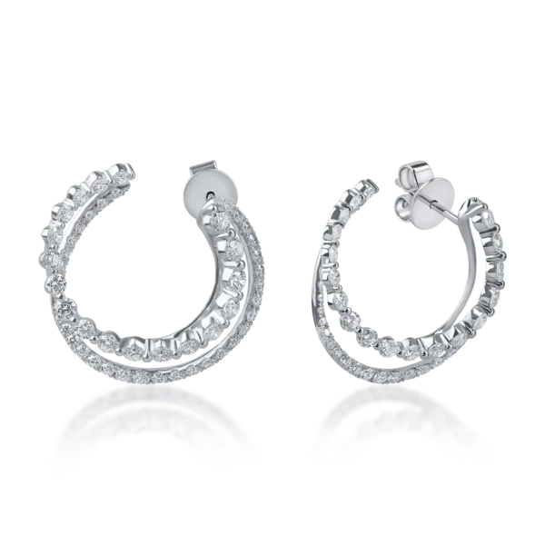 Cercei dubli on ear din aur alb cu diamante de 3.3ct
