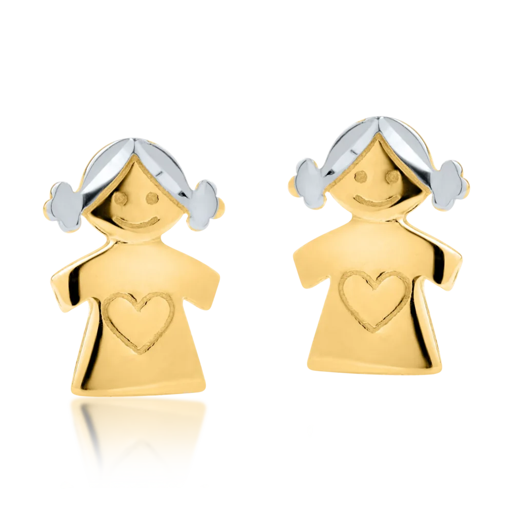 Cercei fetite din aur alb-galben - imagine 2