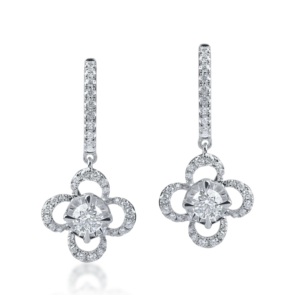 Cercei floare din aur alb cu diamante de 0.6ct - imagine 2