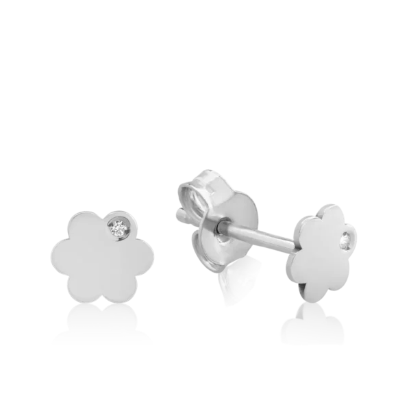 Cercei floare din aur alb