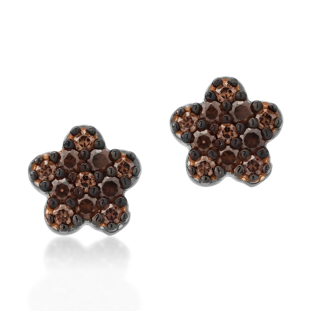 Cercei floare din aur alb - imagine 2