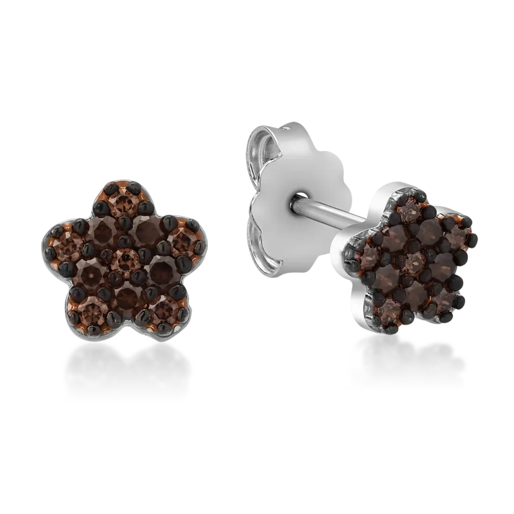 Cercei floare din aur alb